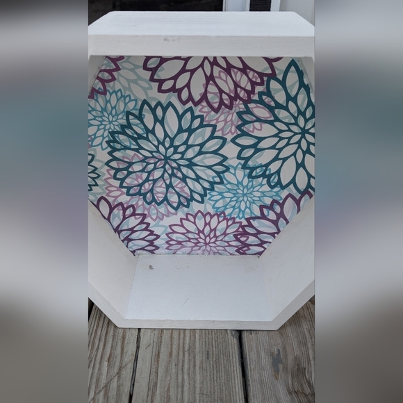 Handmade Blue And Purple Flowers Hexagon Wall Decor (EUC) - Picture 2 of 12